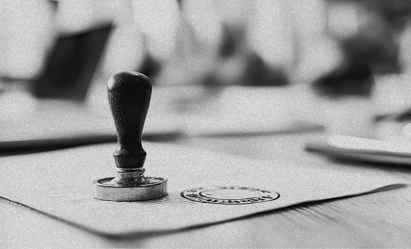 stamp sitting on a document